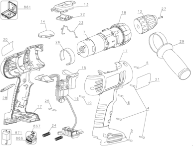 Default Diagram and Parts List for FSD242K-2 Type 1 Black and Decker Boring Machine